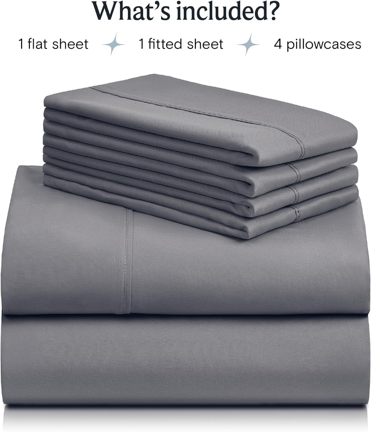 Bed Sheets Set with 6 Pieces,Extra Soft Made from Microfiber Deep Pocket Sheet Set, Cking Light Gray