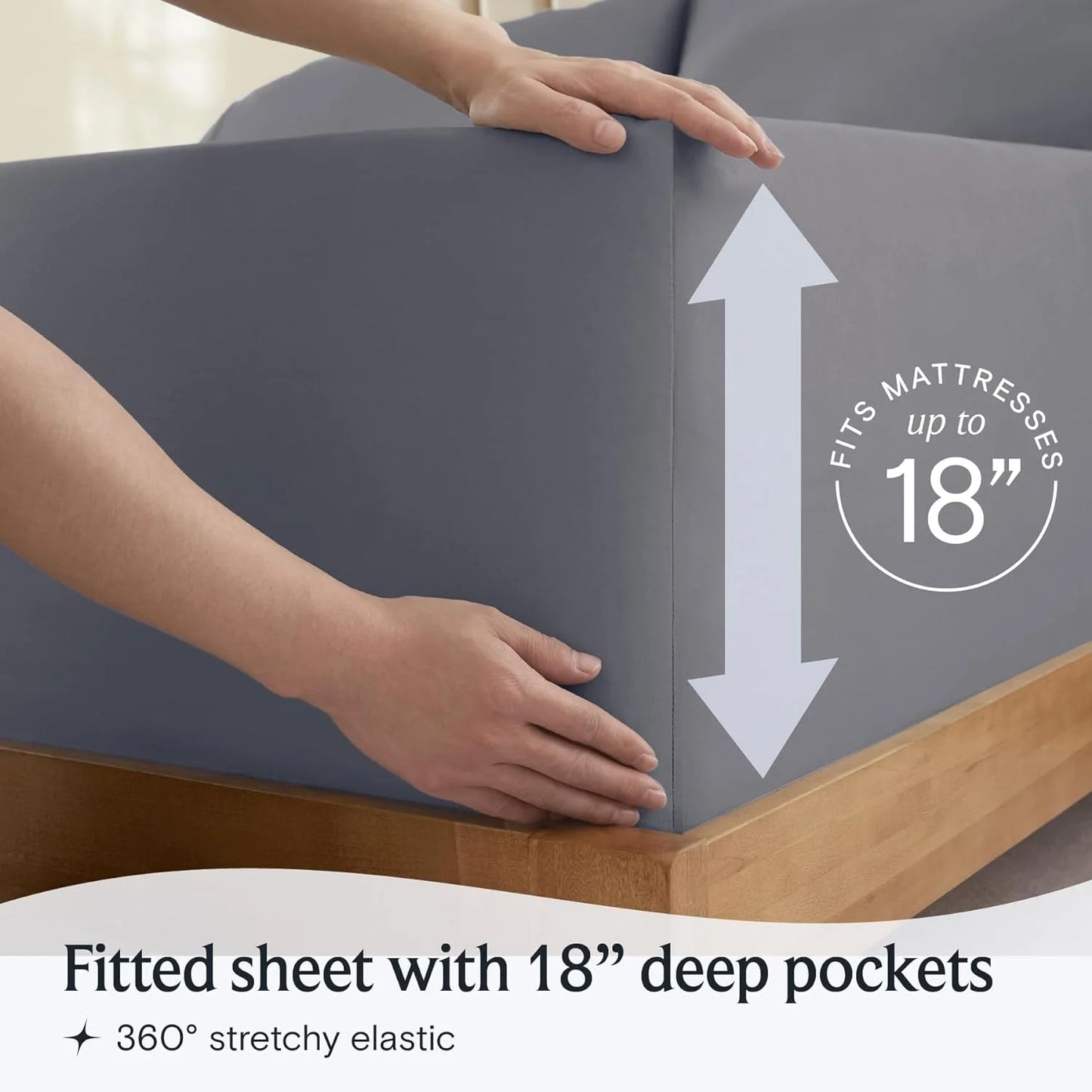 Bed Sheets Set with 6 Pieces,Extra Soft Made from Microfiber Deep Pocket Sheet Set, Cking Light Gray