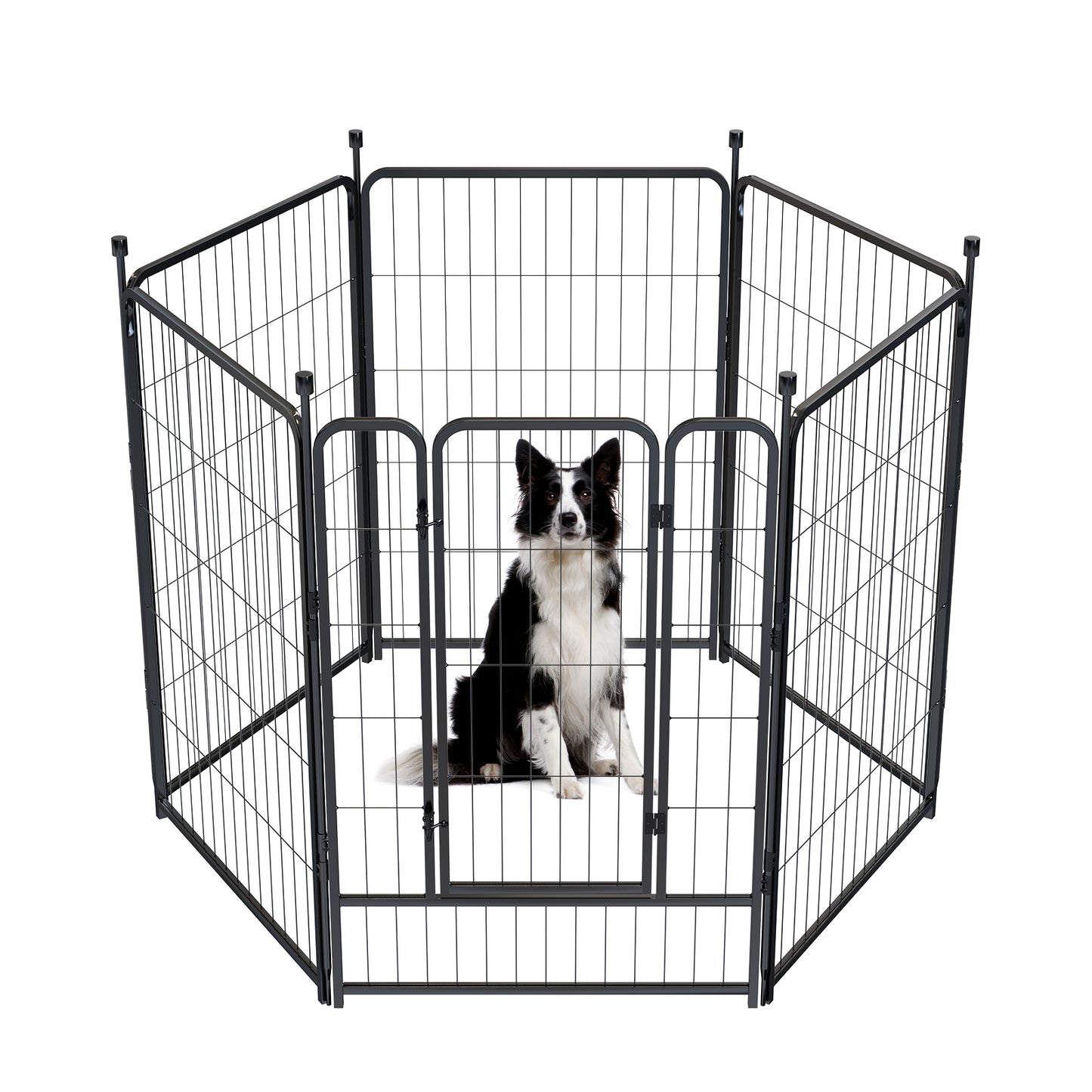 Anyask 40″ Tall 6 Panels Metal Dog Playpen for Exercise Outdoor Indoor Fence, Black
