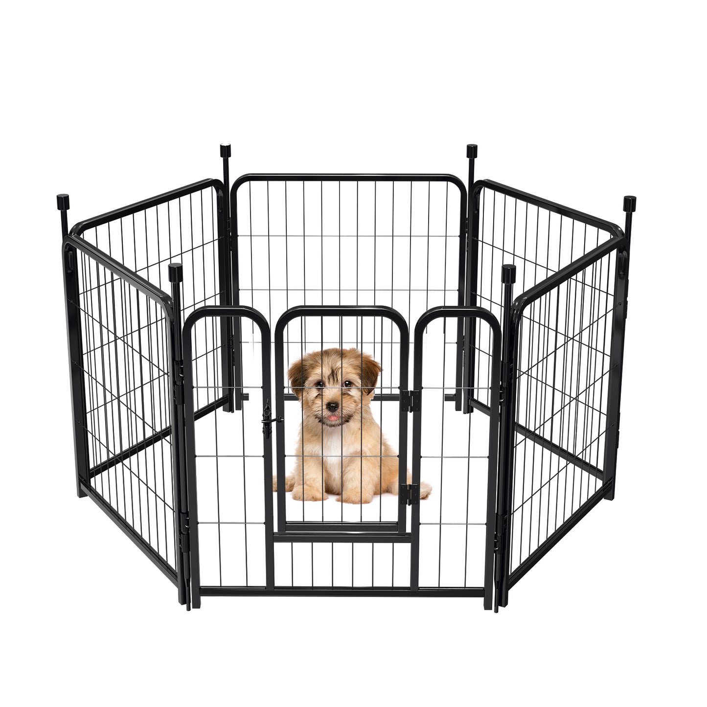 24″ Tall 6 Panels Metal Dog Playpen for Exercise Outdoor Indoor Fence, Black