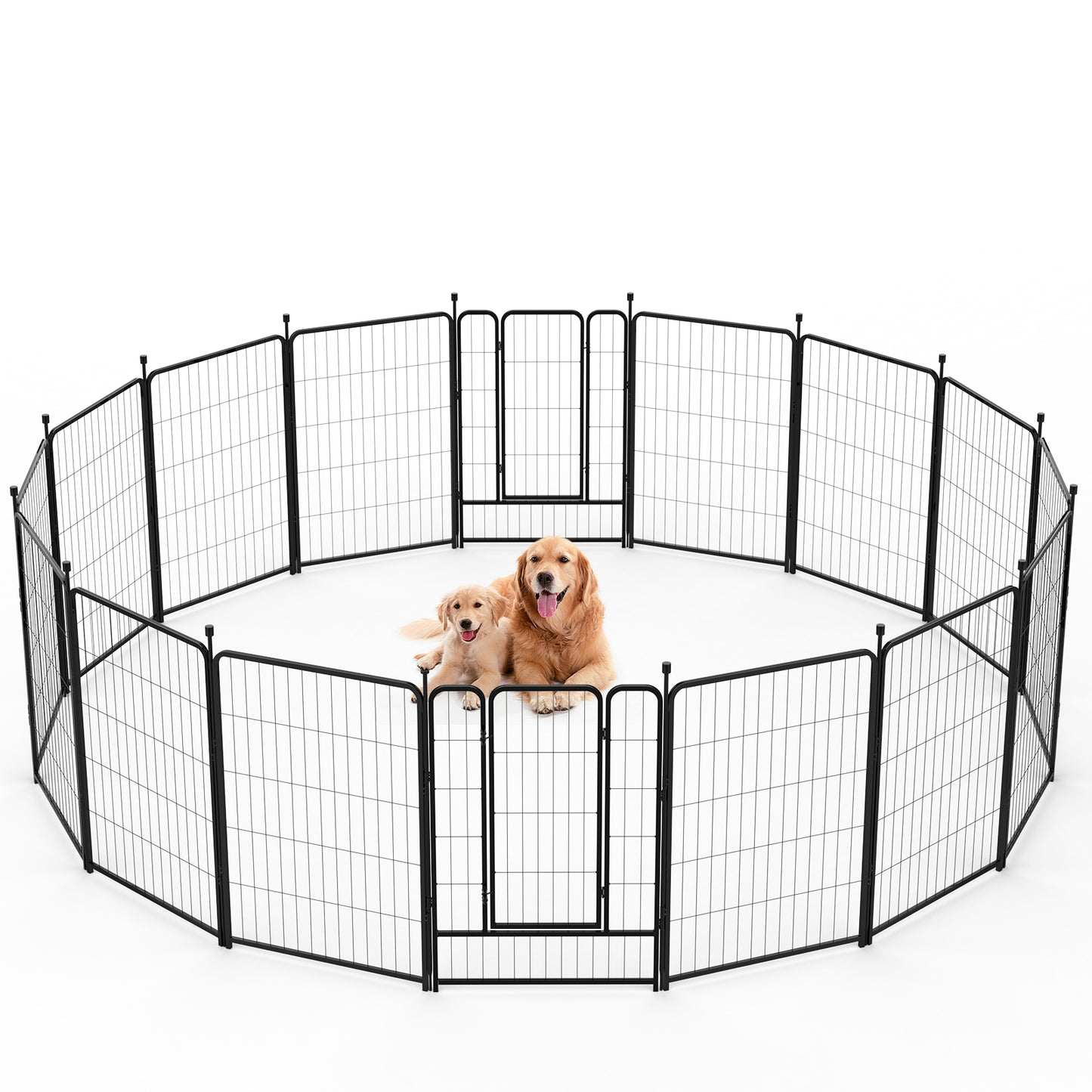 40″ Tall 16 Panels Metal Dog Playpen for Exercise Outdoor Indoor Fence, Black