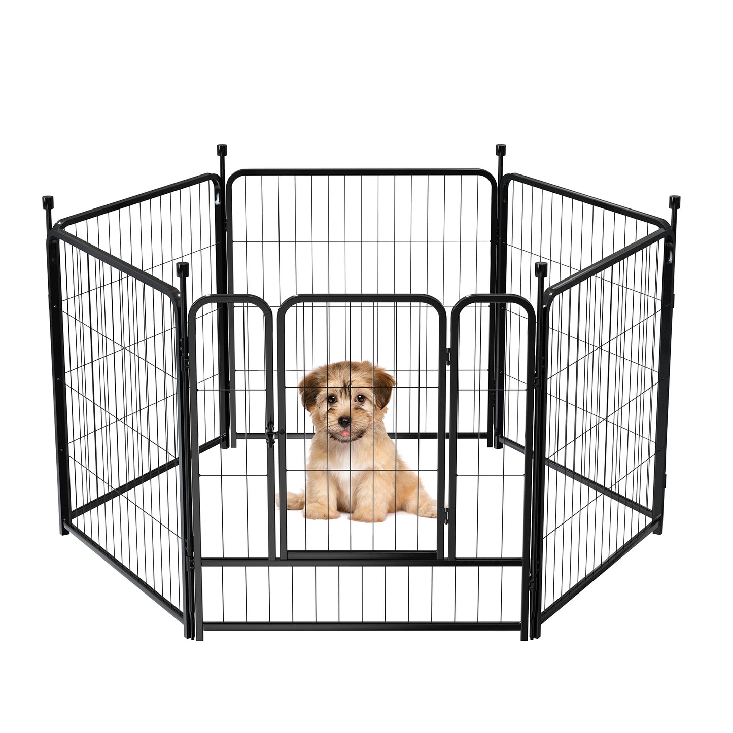32″ Tall 6 Panels Metal Dog Playpen for Exercise Outdoor Indoor Fence, Black