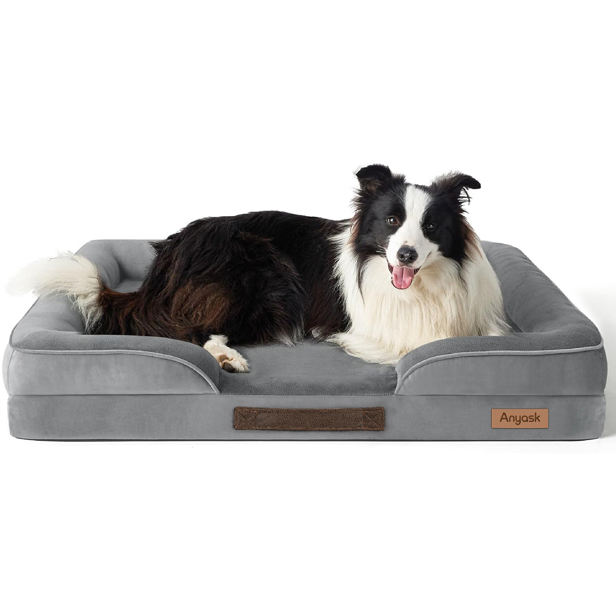 Orthopedic Dog Bed - For Extra Large Dogs, High Support Egg Crate Foam, Removable Cover, Gray