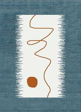 Cocosity 5'x7' Modern Abstract Washable Rugs Non Slip Soft Thin Geometric Minimalist Striped Rug for Living Room,Office, Blue