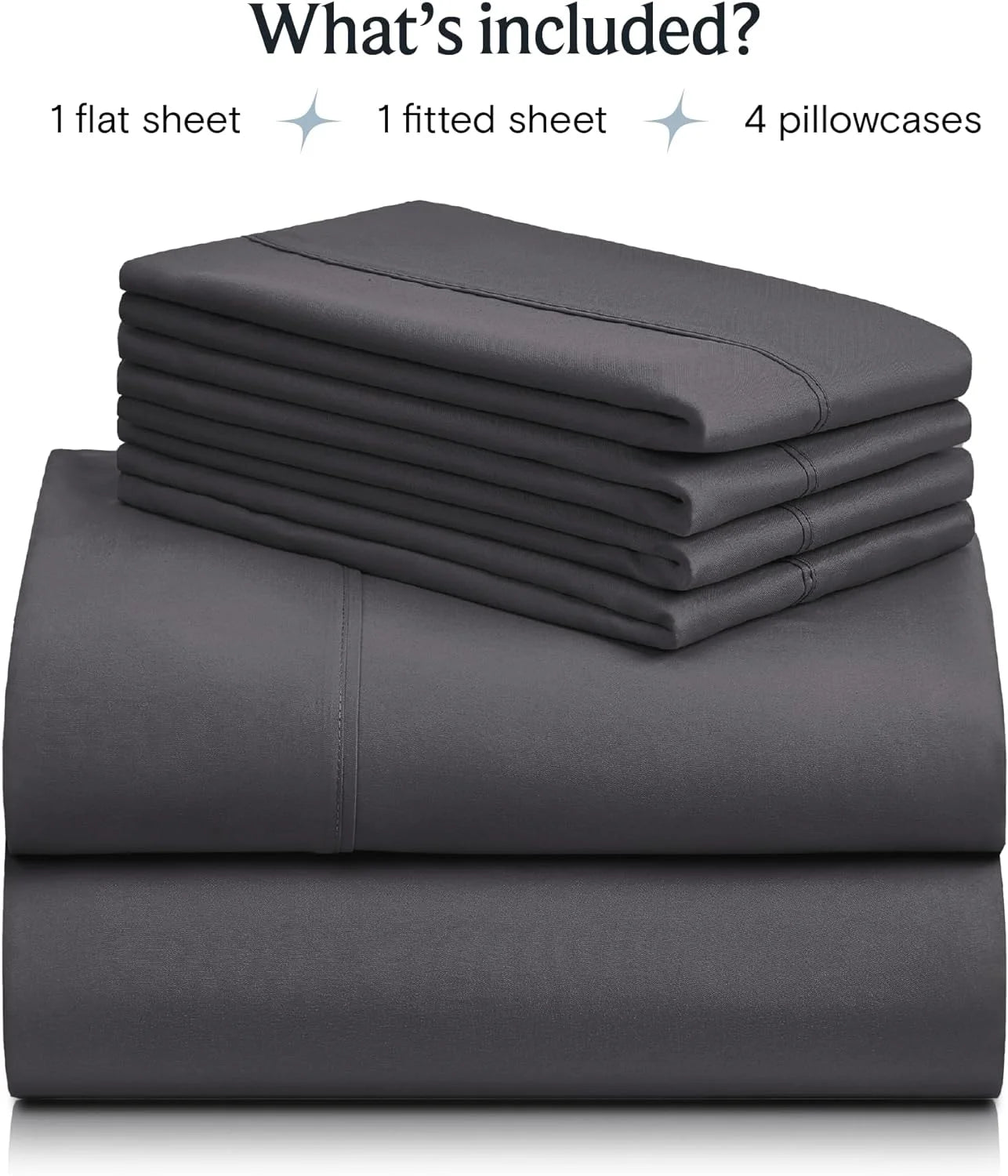 Bed Sheets Set with 6 Pieces,Extra Soft Made from Microfiber Deep Pocket Sheet Set, Cking Dark Gray
