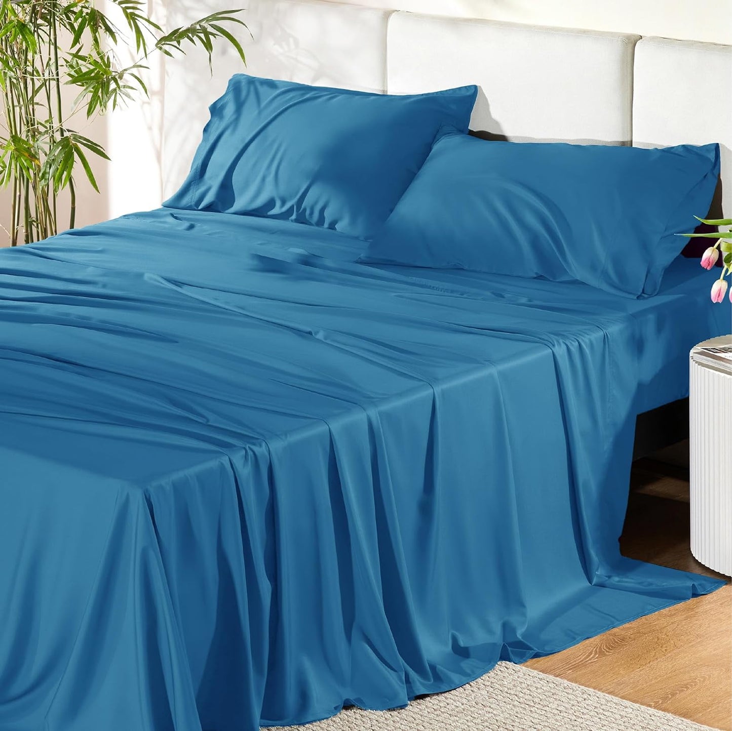 Cocosity Size 4 Piece Sheet Set - Comfy Breathable & Cooling Sheets ,Green Queen