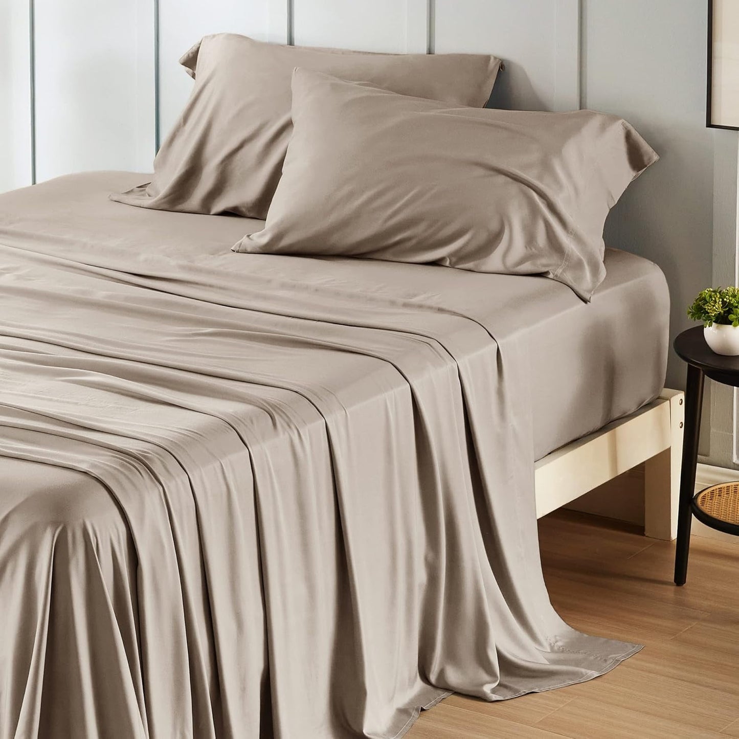 Cocosity Size 4 Piece Sheet Set - Comfy Breathable & Cooling Sheets ,light brown Queen