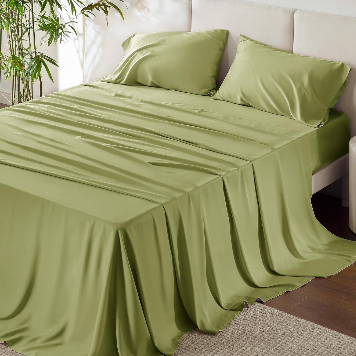 Cocosity Size 4 Piece Sheet Set - Comfy Breathable & Cooling Sheets ,Green Queen