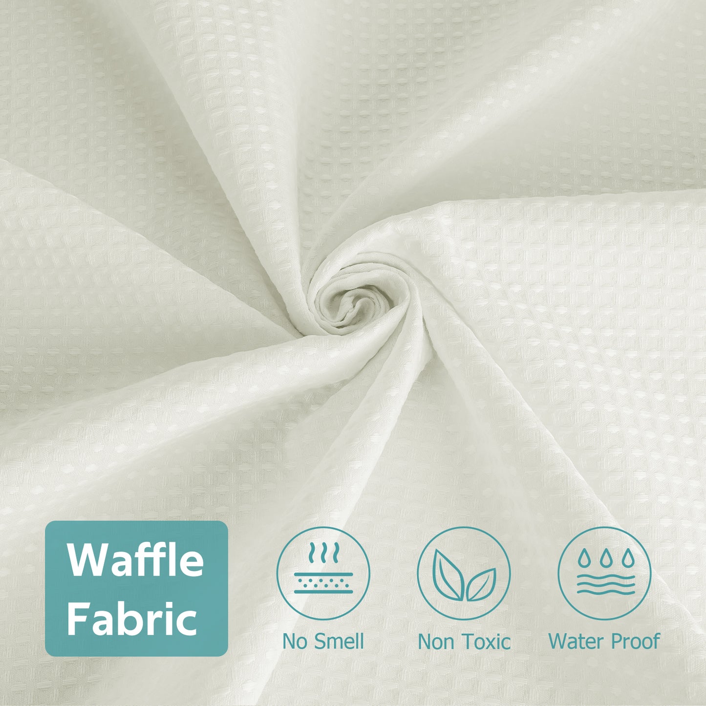 Cocosity Waffle Textured Heavy Duty Shower Curtains with PEVA Clear Shower Liner & Hooks - Beige 84"x72"