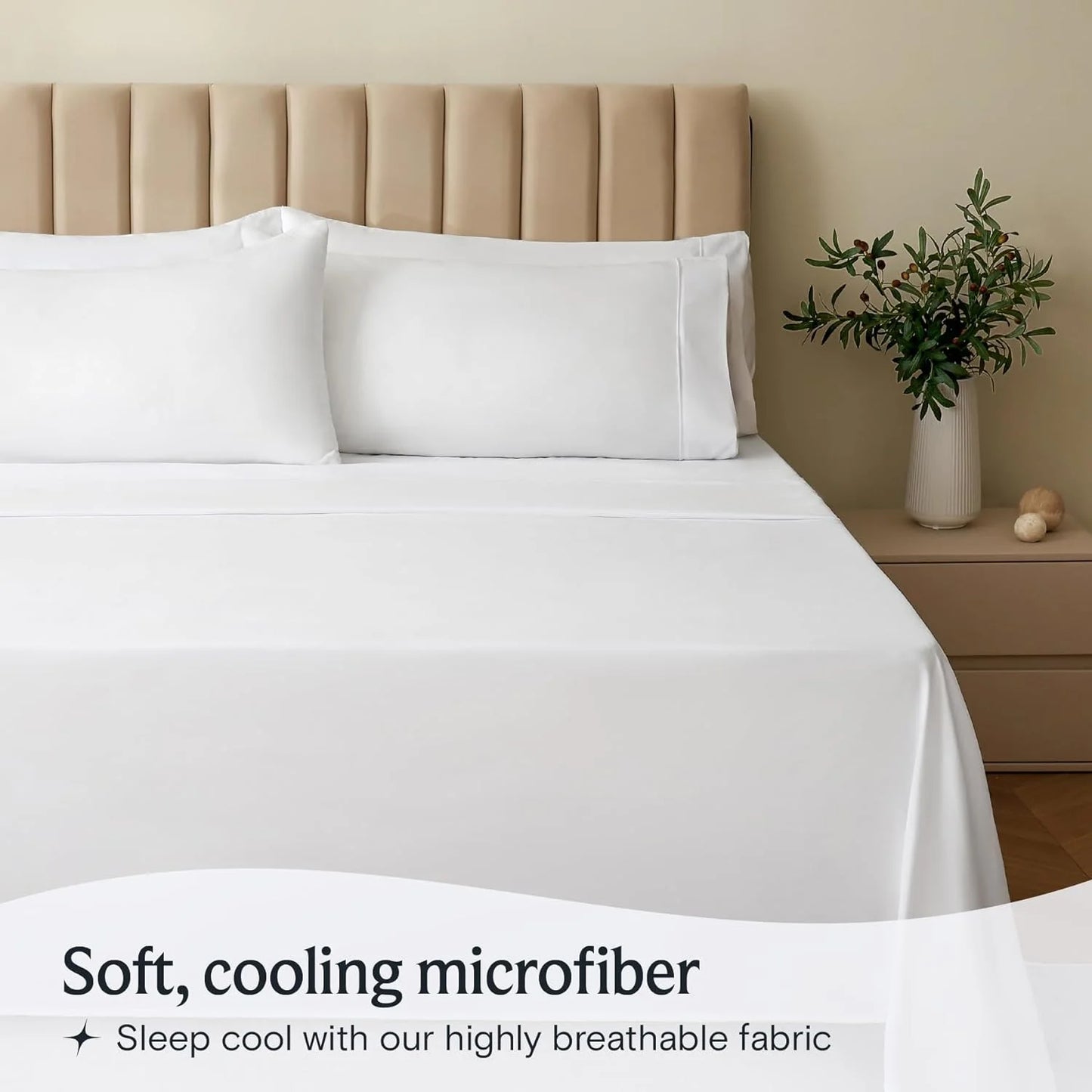 Bed Sheets Set with 6 Pieces,Extra Soft Made from Microfiber Deep Pocket Sheet Set, Cking White