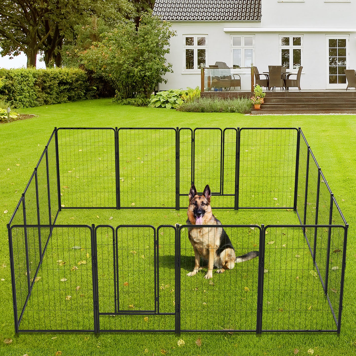Anyask 40″ Tall 16 Panels Metal Dog Playpen for Exercise Outdoor Indoor Fence, Black