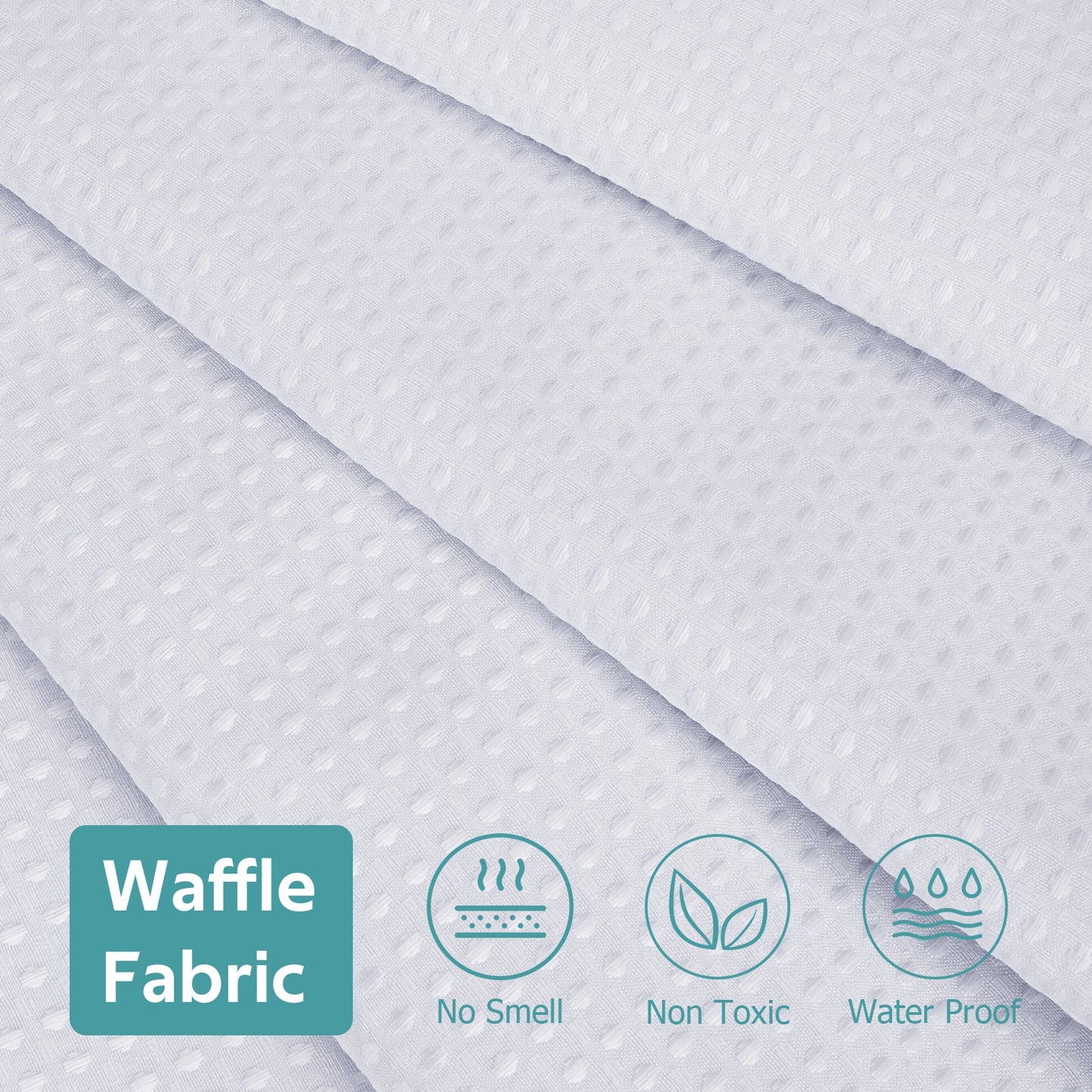 Cocosity Hookless Waffle Weave Waterproof Shower Curtain, 86" x 72", White