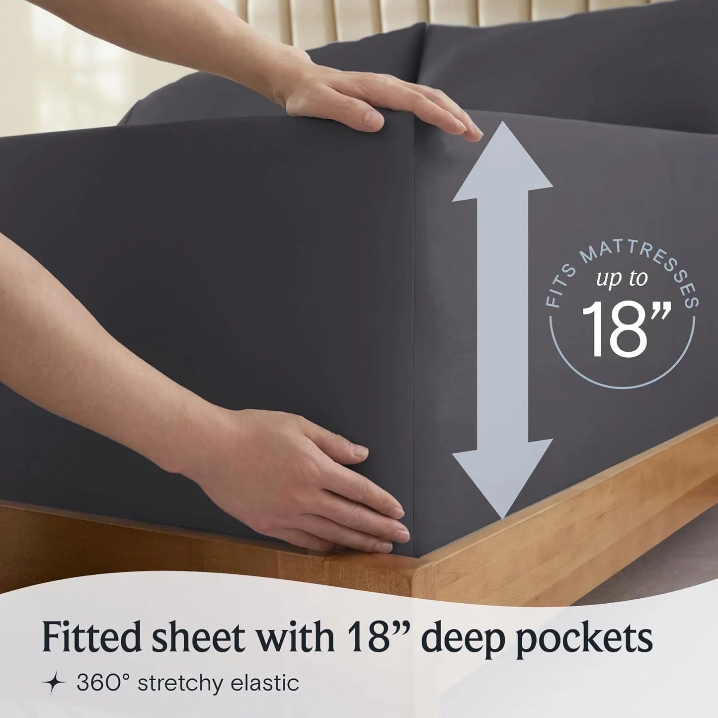 Bed Sheets Set with 6 Pieces,Extra Soft Made from Microfiber Deep Pocket Sheet Set, Cking Dark Gray