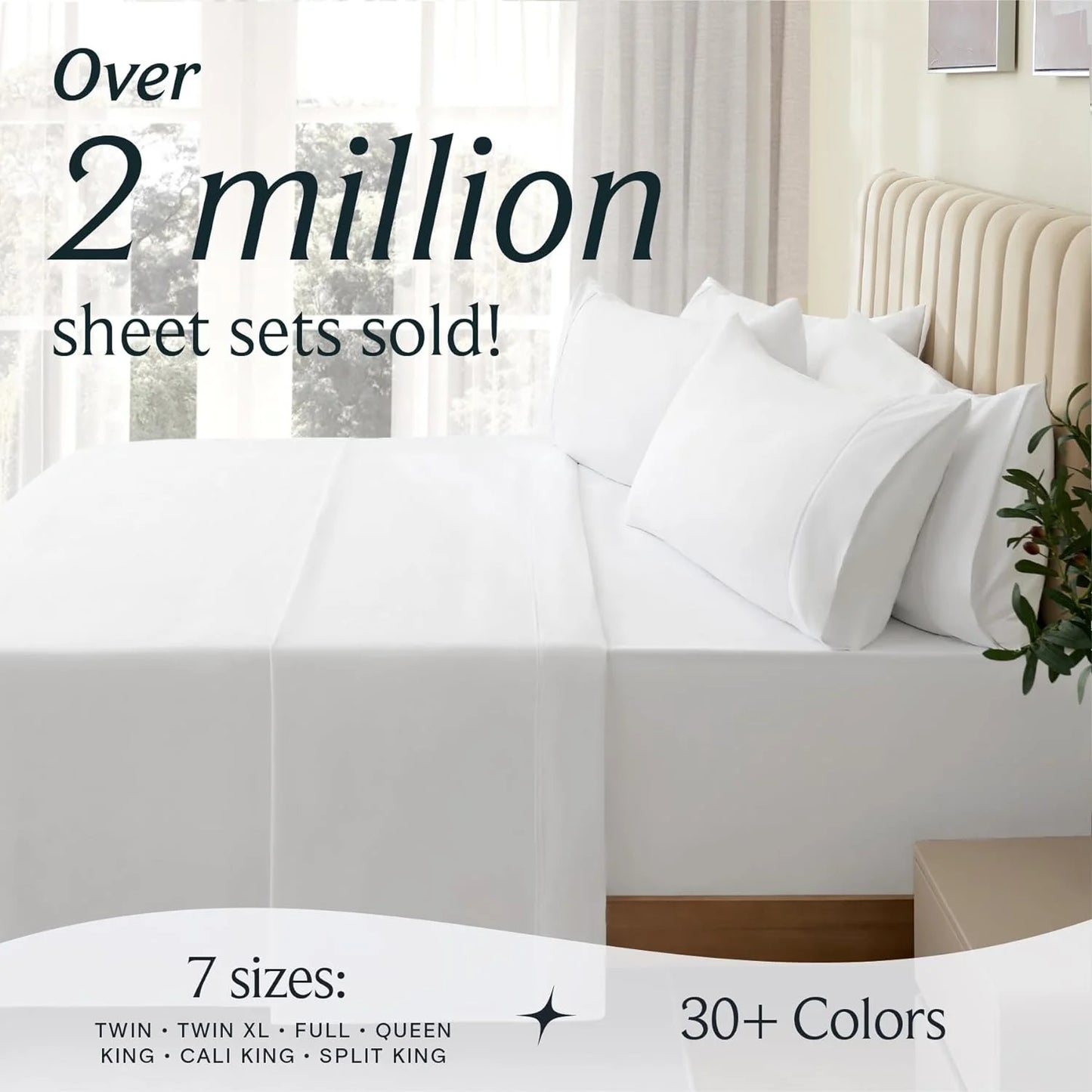 Bed Sheets Set with 6 Pieces,Extra Soft Made from Microfiber Deep Pocket Sheet Set, Cking White