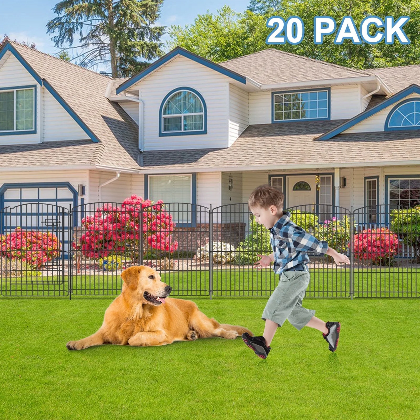 20 Panels Decorative Metal Outdoor Garden Fence with Dig for Yard Lawn Patio Borders, 30 in(H) X 24 in(L)