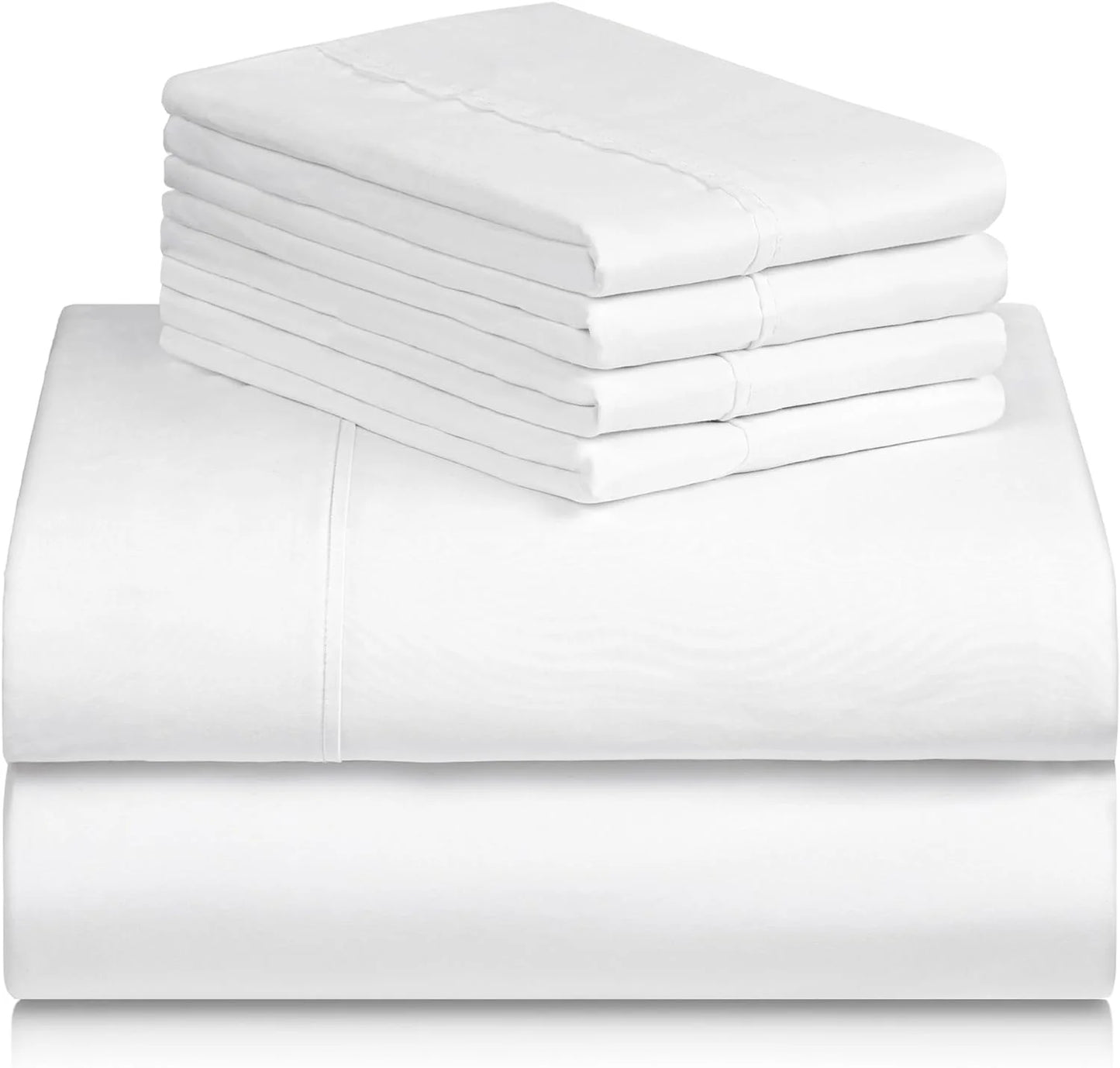 Bed Sheets Set with 6 Pieces,Extra Soft Made from Microfiber Deep Pocket Sheet Set, Cking White