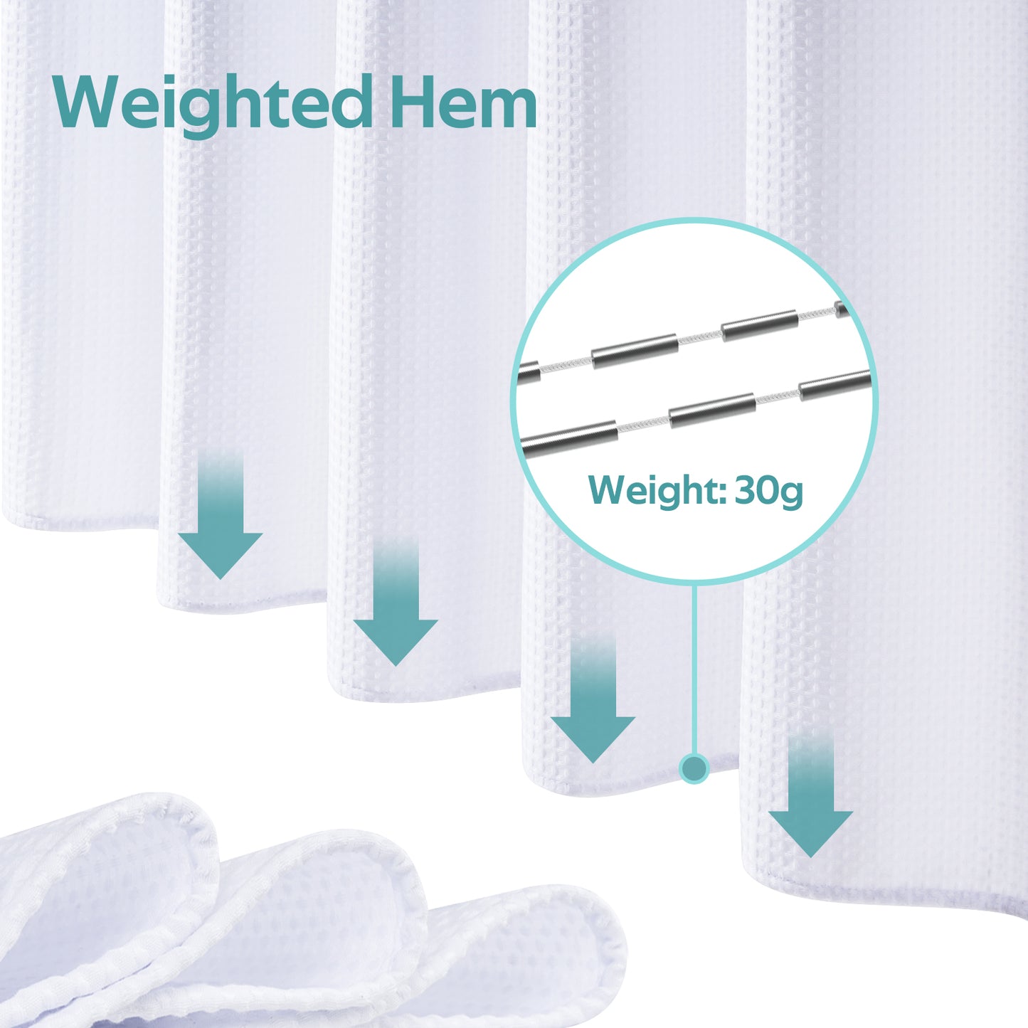Cocosity Hookless Waffle Weave Waterproof Shower Curtain, 86" x 72", White