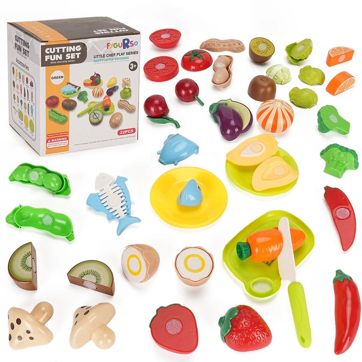 22Pcs Educational Vegetable Cutting Toy Food Set Suitable For Children Aged 3+