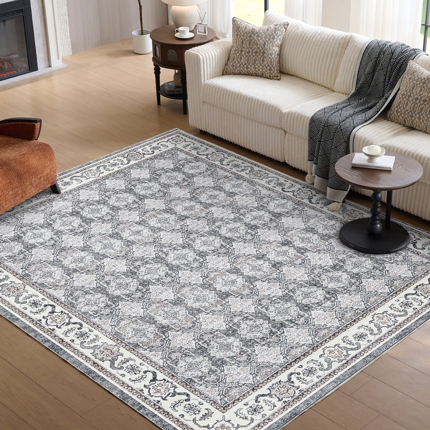 2'x6' Washable Runner Rugs Low-Pile Soft Rug for Hallway Kitchen Entryway Traditional Carpet, Blue