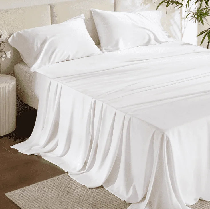 4 Piece Bamboo Luxury Twin Size Soft Cooling & Breathable Bedding Sheets Sets, Sage Green Bed Sheets for Home Hotel Apartment School