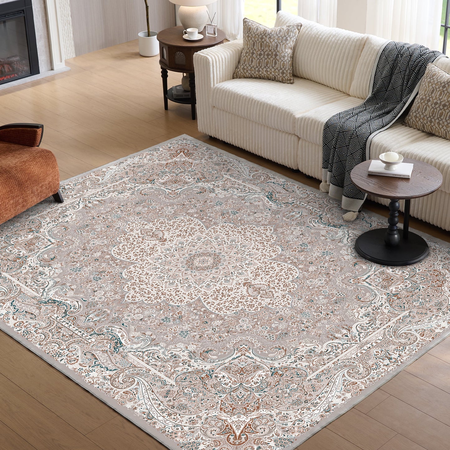 9'x12' Boho Gray Area Rug Non Slip Bedroom Living Room Dining Room Office