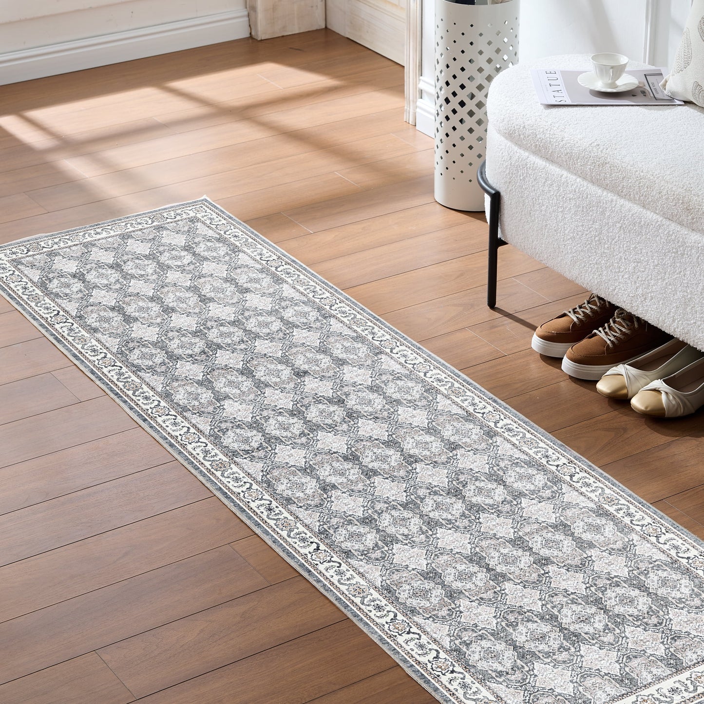 9'x12' Boho Vintage Neutral Modern Pale Brown Area Rug for Living Room Dining Room Bedroom