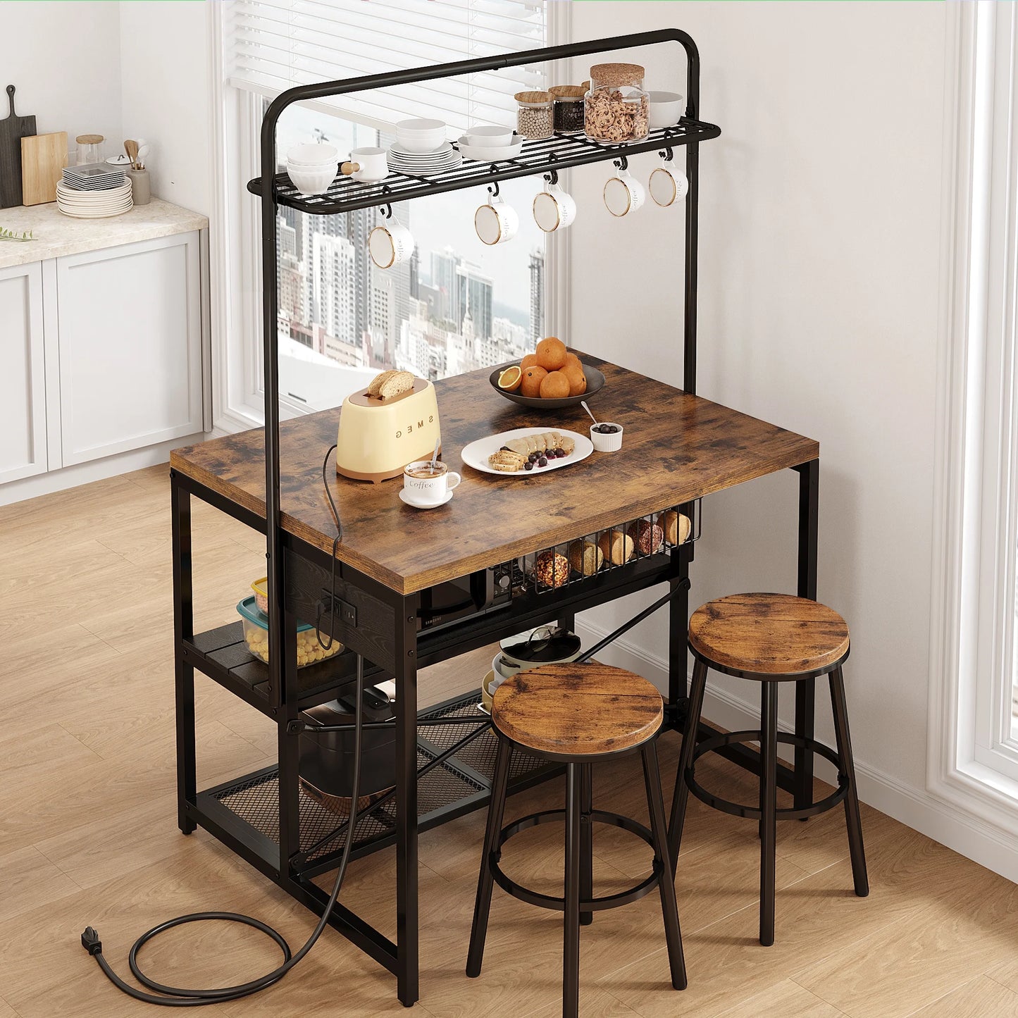 Large Kitchen Island Table with Power Outlets for Dining Room/Living Room