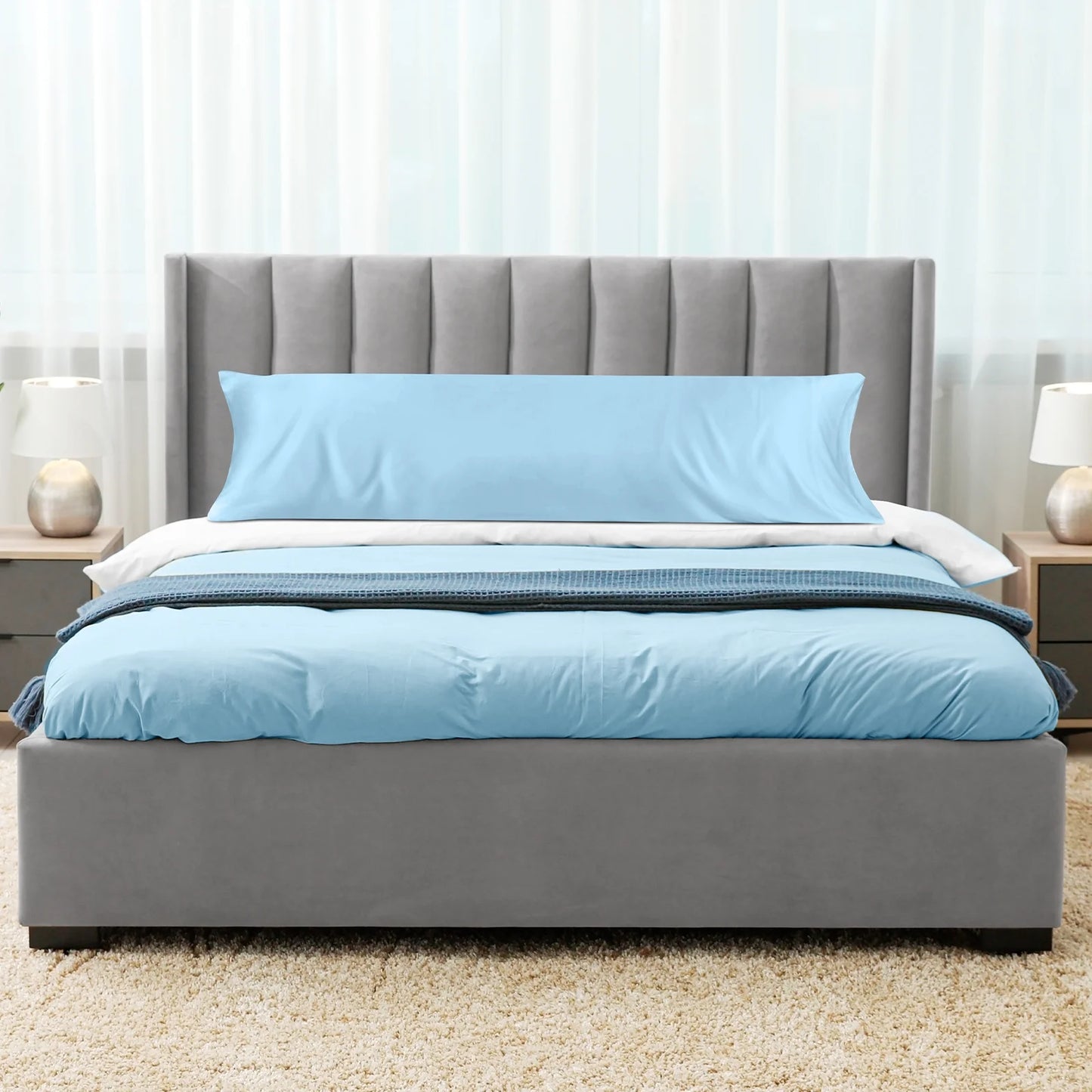 Super Soft Luxury Bamboo Derived Rayon Arctic Baby Blue Body Cooling Pillowcase Set of 1