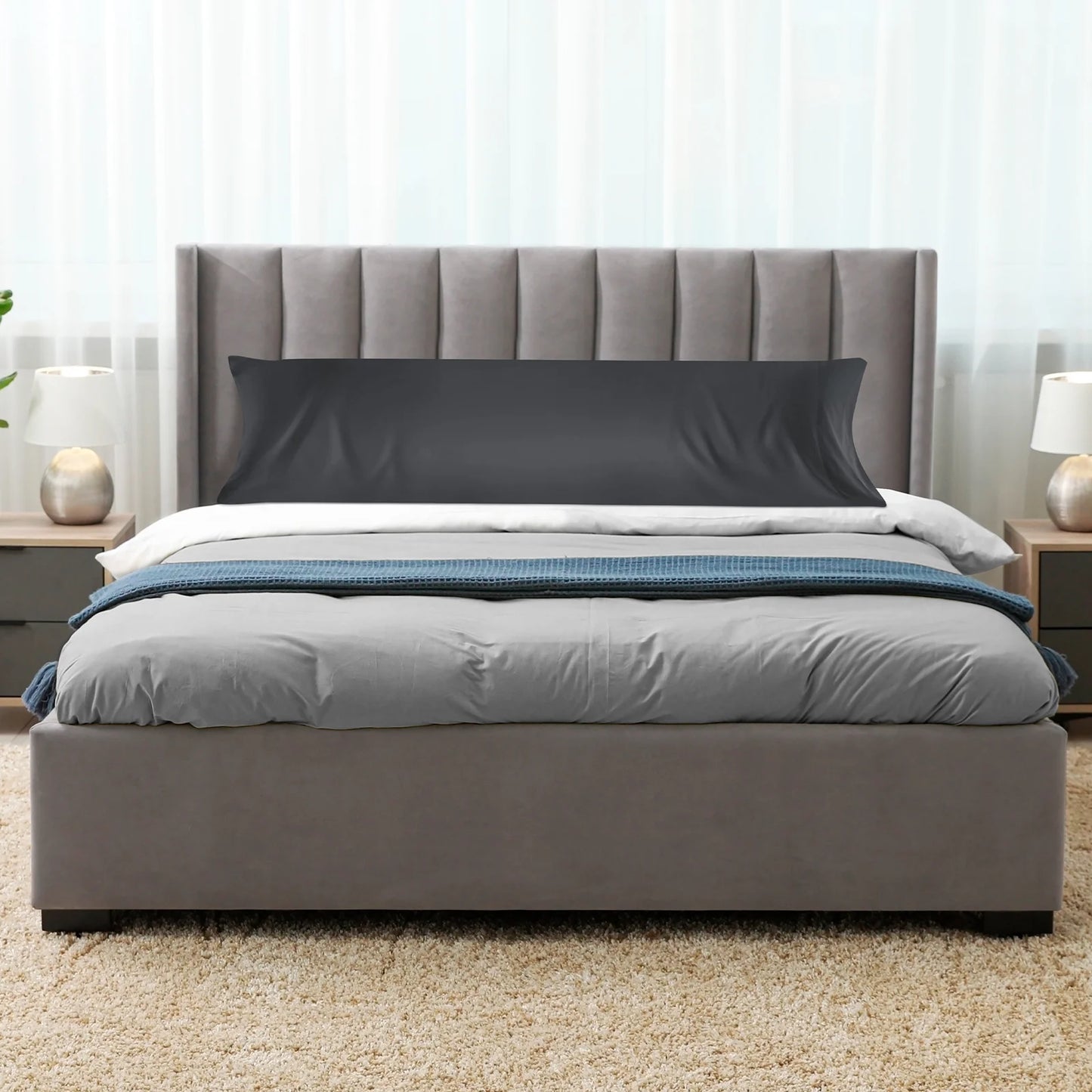 Super Soft Luxury Bamboo Derived Rayon Arctic Charcoal Body Cooling Pillowcase Set of 1