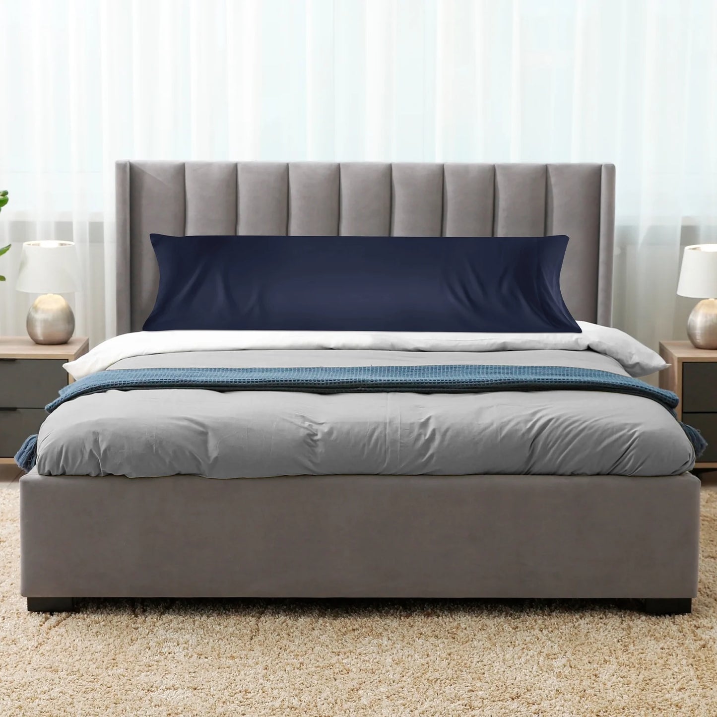 Super Soft Luxury Bamboo Derived Rayon Arctic Navy Blue Body Cooling Pillowcase Set of 1