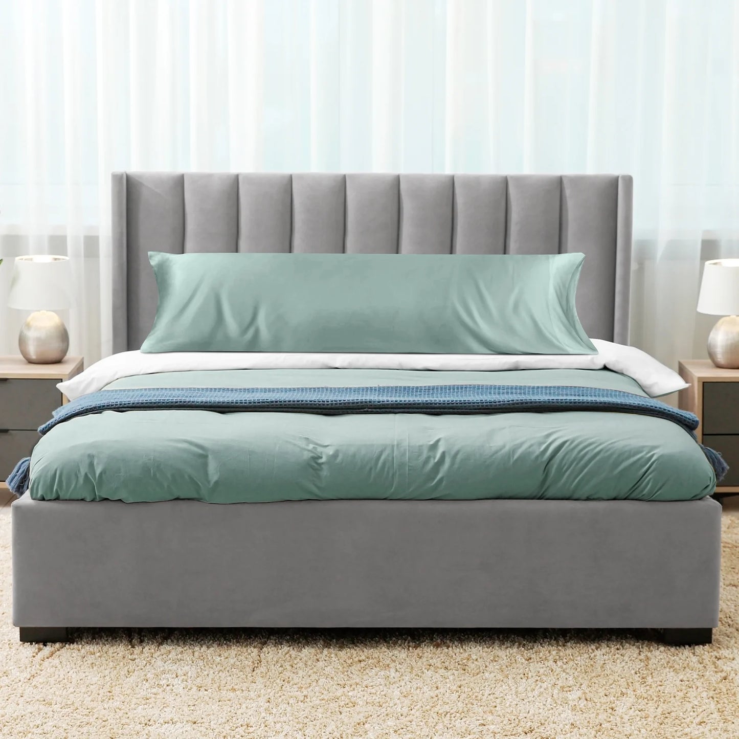 Super Soft Luxury Bamboo Derived Rayon Arctic Sage Green Body Cooling Pillowcase Set of 1