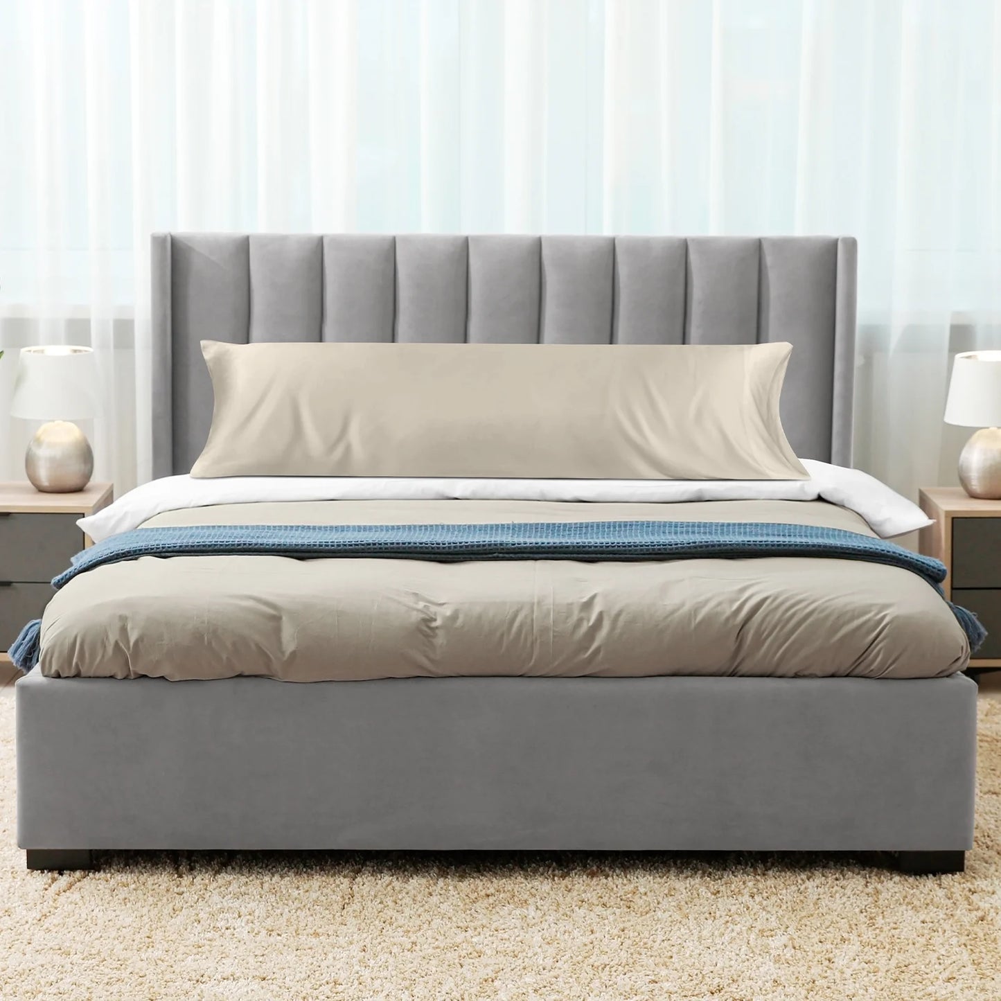 Super Soft Luxury Bamboo Derived Rayon Arctic Sand Body Cooling Pillowcase Set of 1