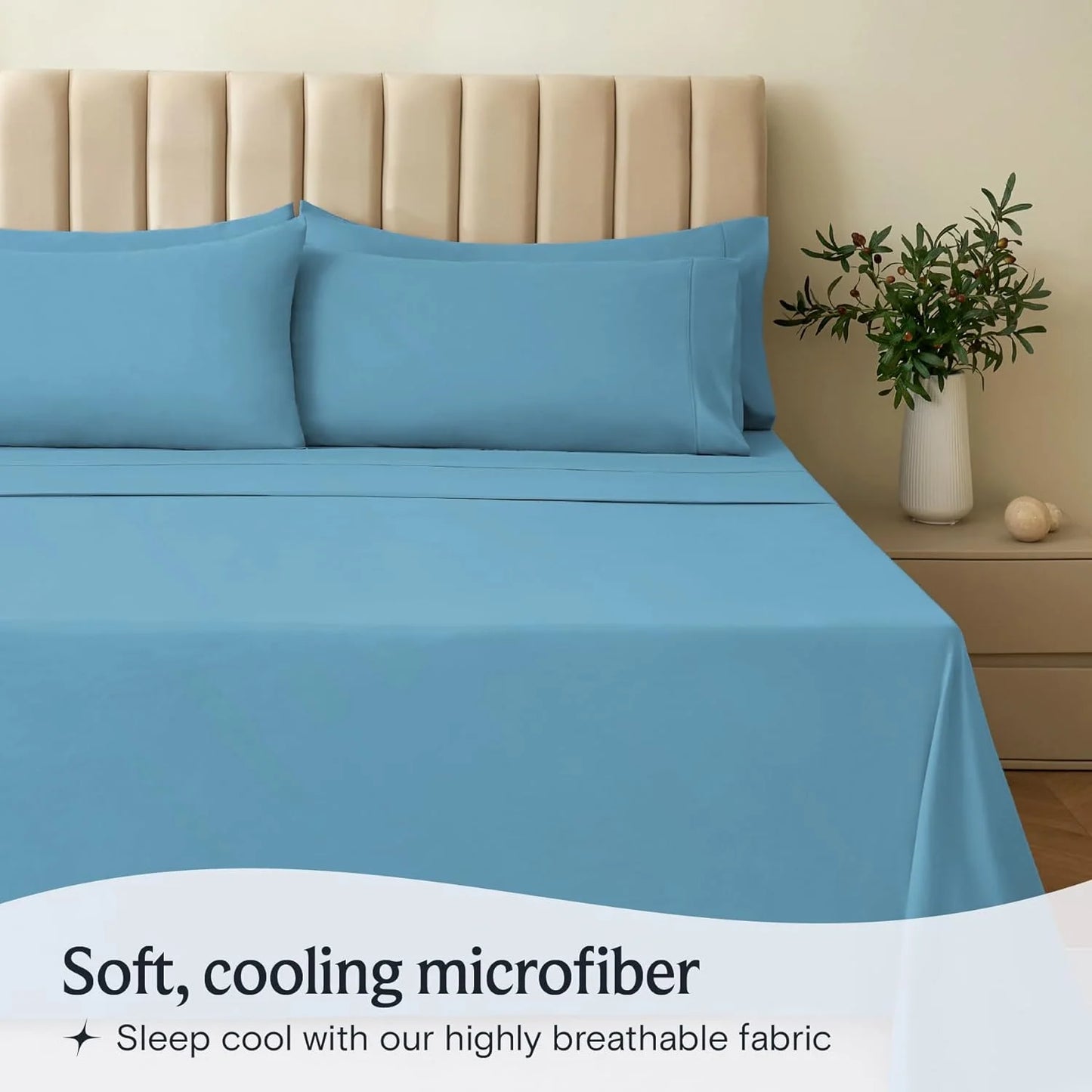 Bed Sheets Set with 6 Pieces,Extra Soft Made from Microfiber Deep Pocket Sheet Set, King Blue