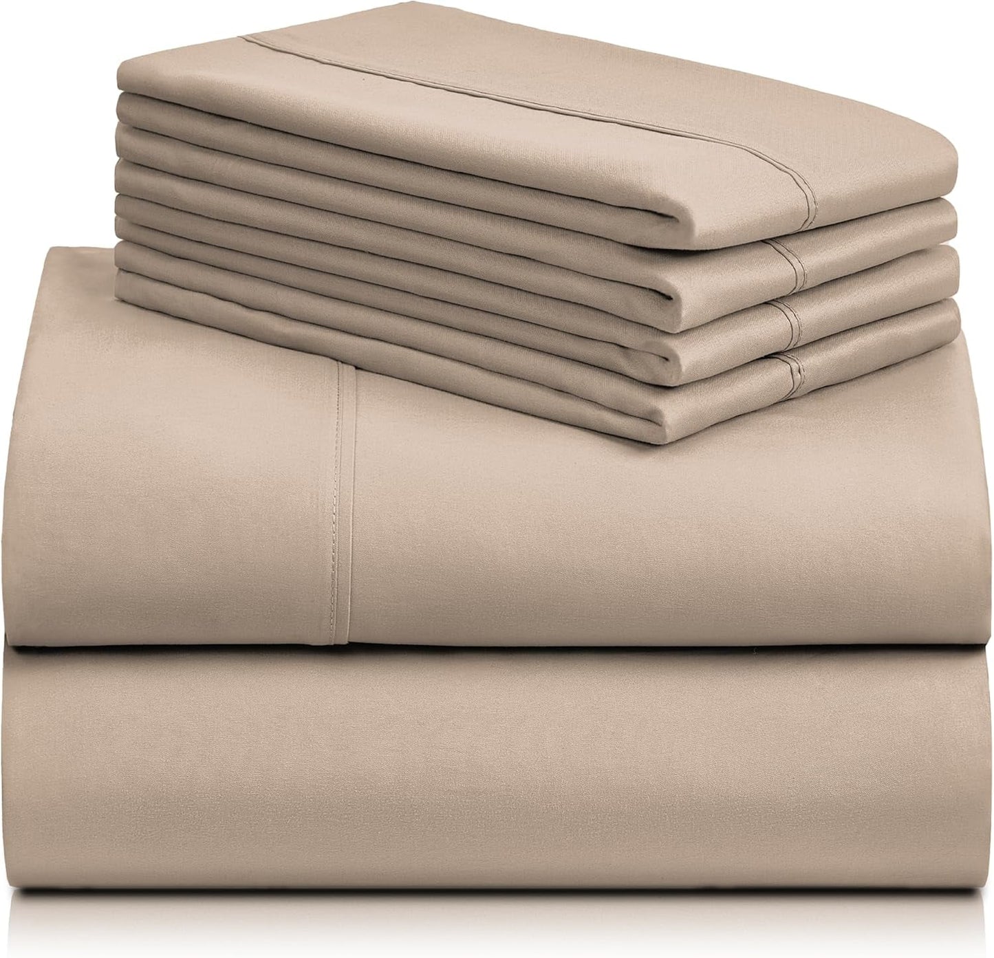 Bed Sheets Set with 6 Pieces,Extra Soft Made from Microfiber Deep Pocket Sheet Set, Queen Brown