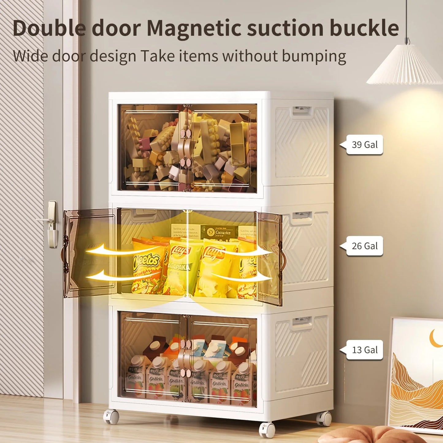 Cocosity 3 Pack Closet Organizers and Storage for Clothing, Books, Bedding and Toys White