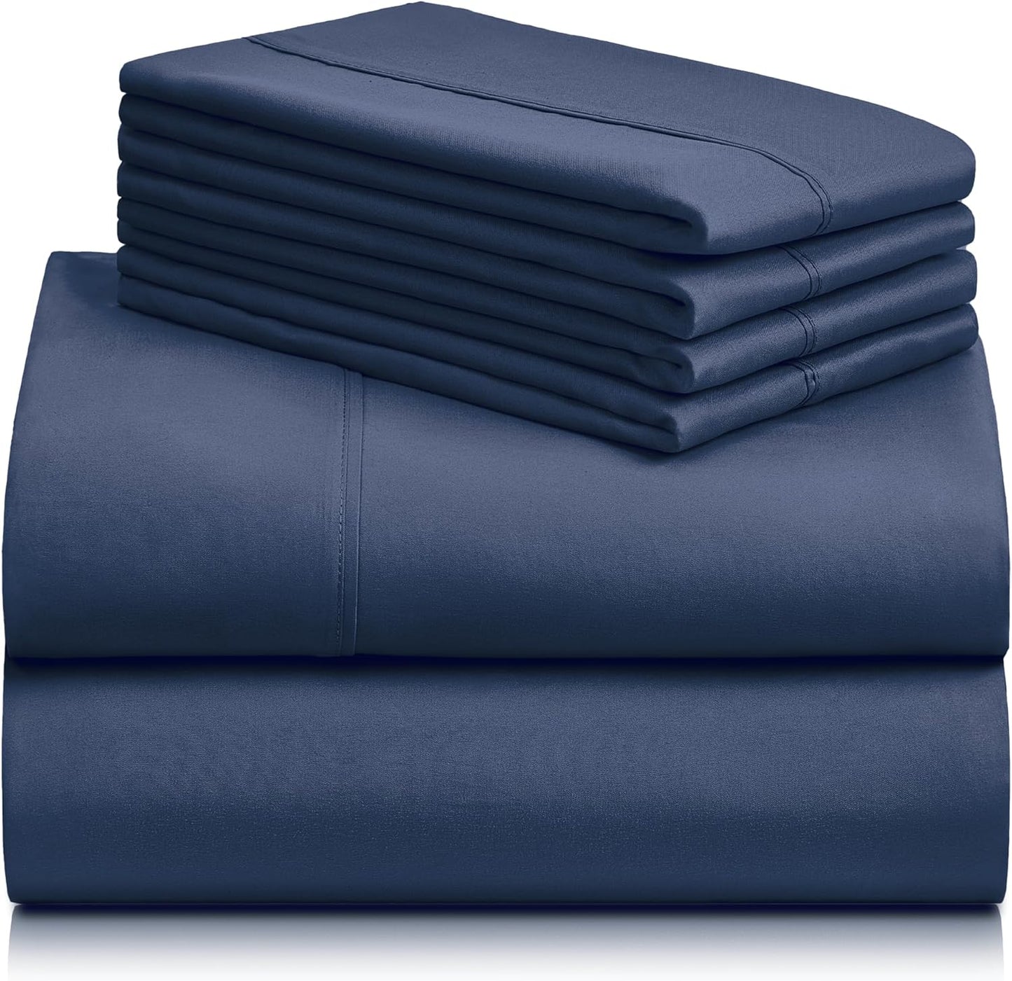 Bed Sheets Set with 6 Pieces,Extra Soft Made from Microfiber Deep Pocket Sheet Set, Cking Navy