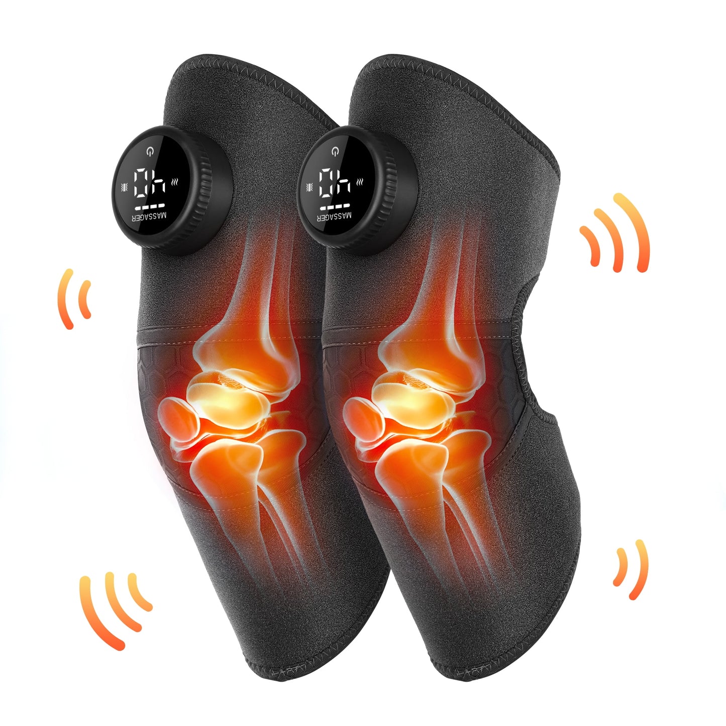 2pcs Portable Heat Knee Massager Wrap with Vibration & Extend for Men Women Elders
