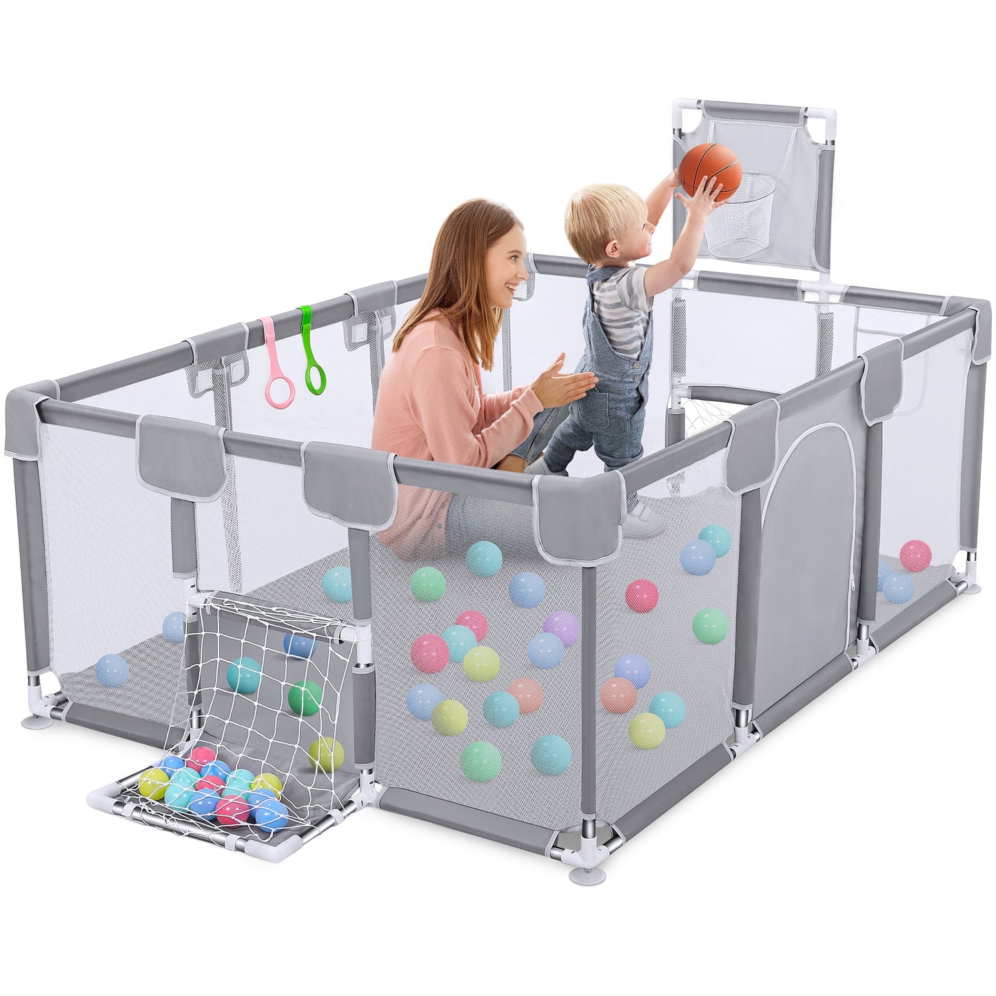 Babies and Toddlers Baby Fence, Baby Playpen for Indoor & Outdoor with Breathable Mesh Anti-Fall Playpen