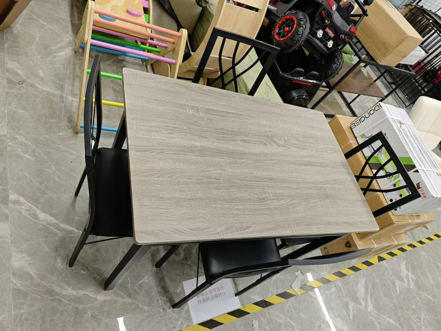 5-Piece Dining Table Set for Small Space, Kitchen Table and Chairs Set for 4 with Steel Frame, Square Breakfast Table Set, Industrial Counter Height Table Set for Home Restaurant, Grey Oak