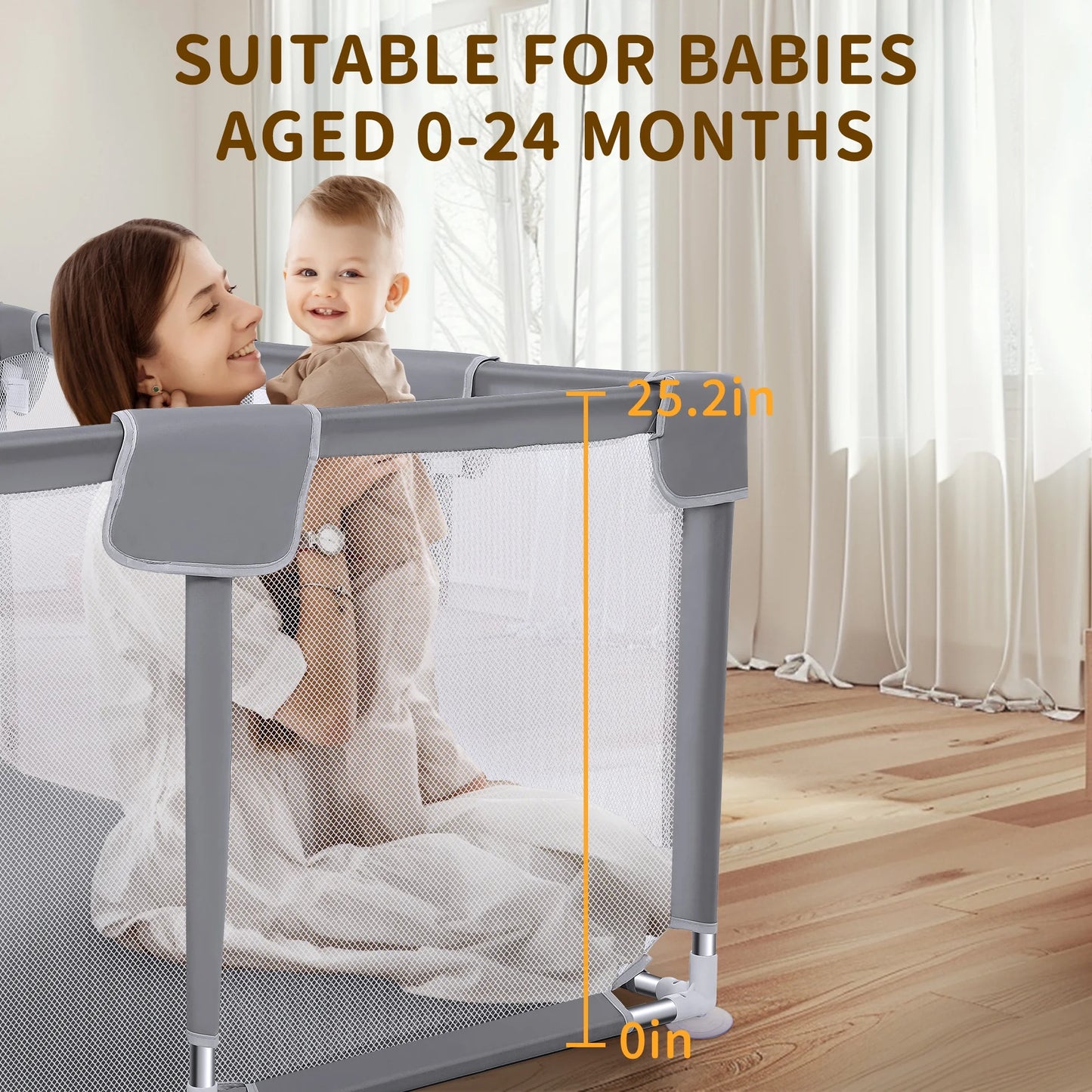 Babies and Toddlers Baby Fence, Baby Playpen for Indoor & Outdoor with Breathable Mesh Anti-Fall Playpen