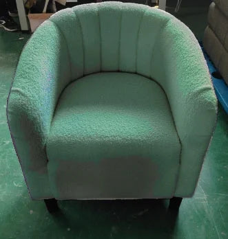 Bucket chair, Elegant and comfortable furry lambskin cushioned armchair, Suitable for living room, Bedroom, Reception room and office, Light Green