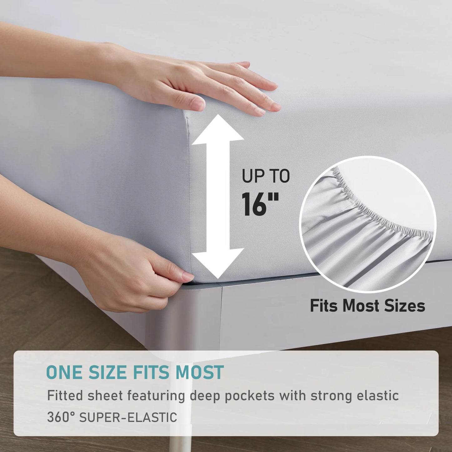 Polyester Microfiber 4 Piece Bed Sheets Set for Hotel Home Apartment School Bedding, Light Gray Twin Size Bedding