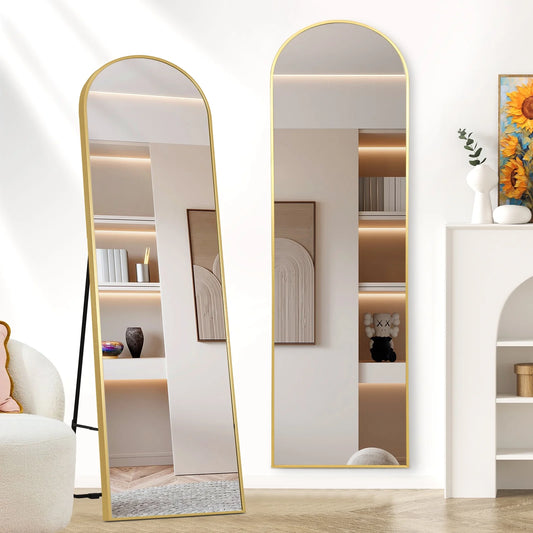 Anyask Arched Full Length Mirror for Bedroom, Living Room, Bathroom, Gold 1.63cm