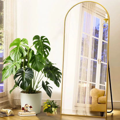 Anyask Arched Full Length Mirror for Bedroom, Living Room, Bathroom, Gold 1.5cm