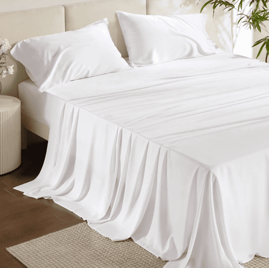 Cocosity Size 4 Piece Sheet Set - Comfy Breathable & Cooling Sheets ，White Queen