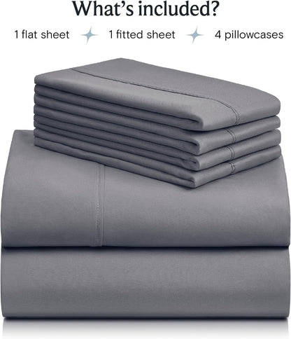 Bed Sheets Set with 6 Pieces，Extra Soft Made from Microfiber Deep Pocket Sheet Set, Twin Light Gray