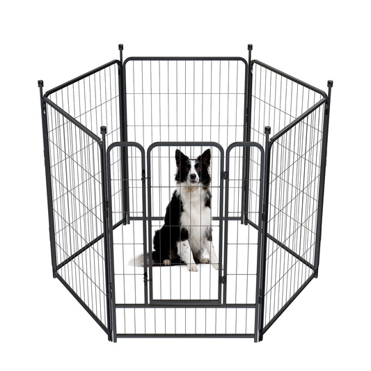 Anyask 40″ Tall 6 Panels Metal Dog Playpen  for Exercise Outdoor Indoor Fence, Black