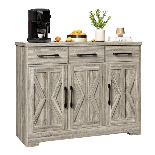 Modern Farmhouse Buffet Sideboard Cabinet, with Storage for Dining Room, Kitchen, Living Room