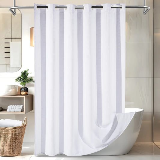 Cocosity Hookless Waffle Weave Waterproof Shower Curtain, 86" x 72", White