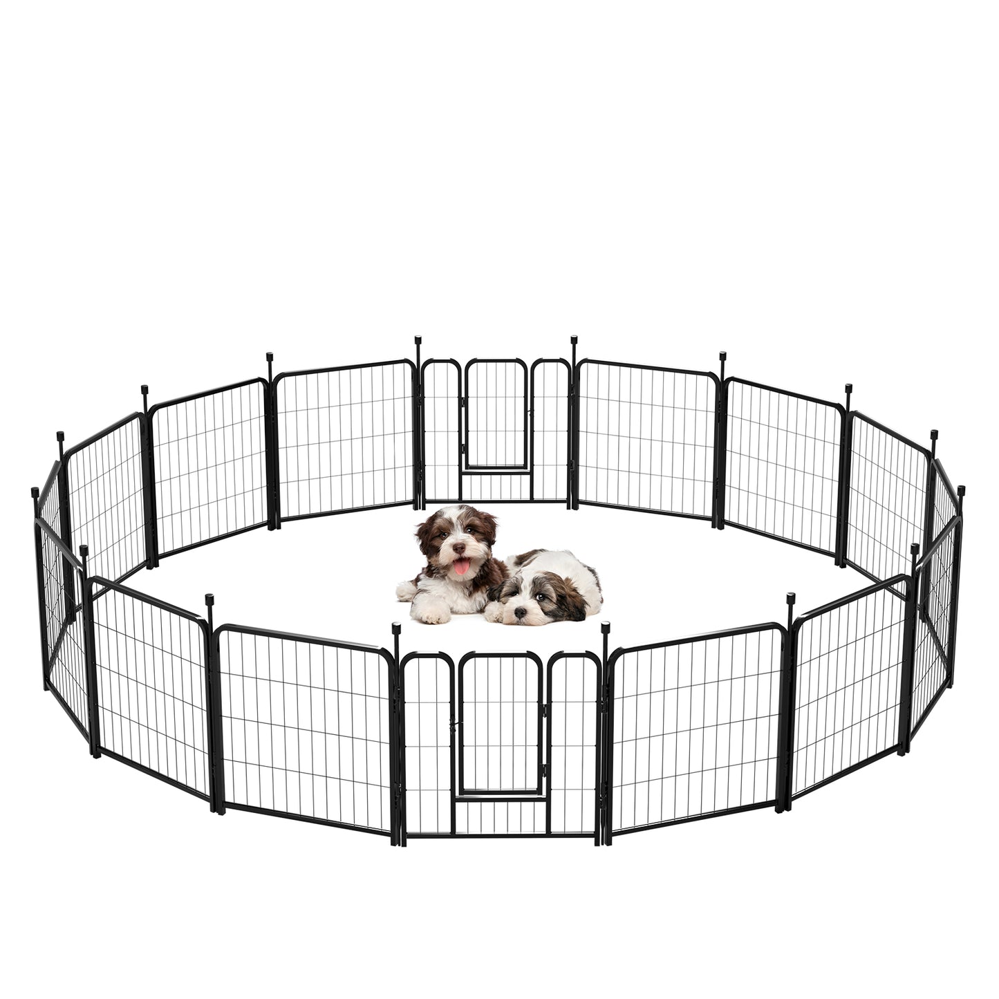 Anyask 24″ Tall 16 Panels Metal Dog Playpen  for Exercise Outdoor Indoor Fence, Black